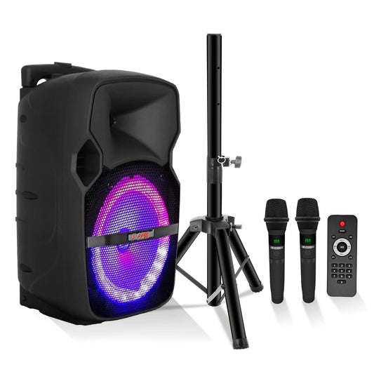 5Core 10 inch PA Portable Bluetooth Party Speaker Karaoke Boombox + 2 Wireless Mics-0