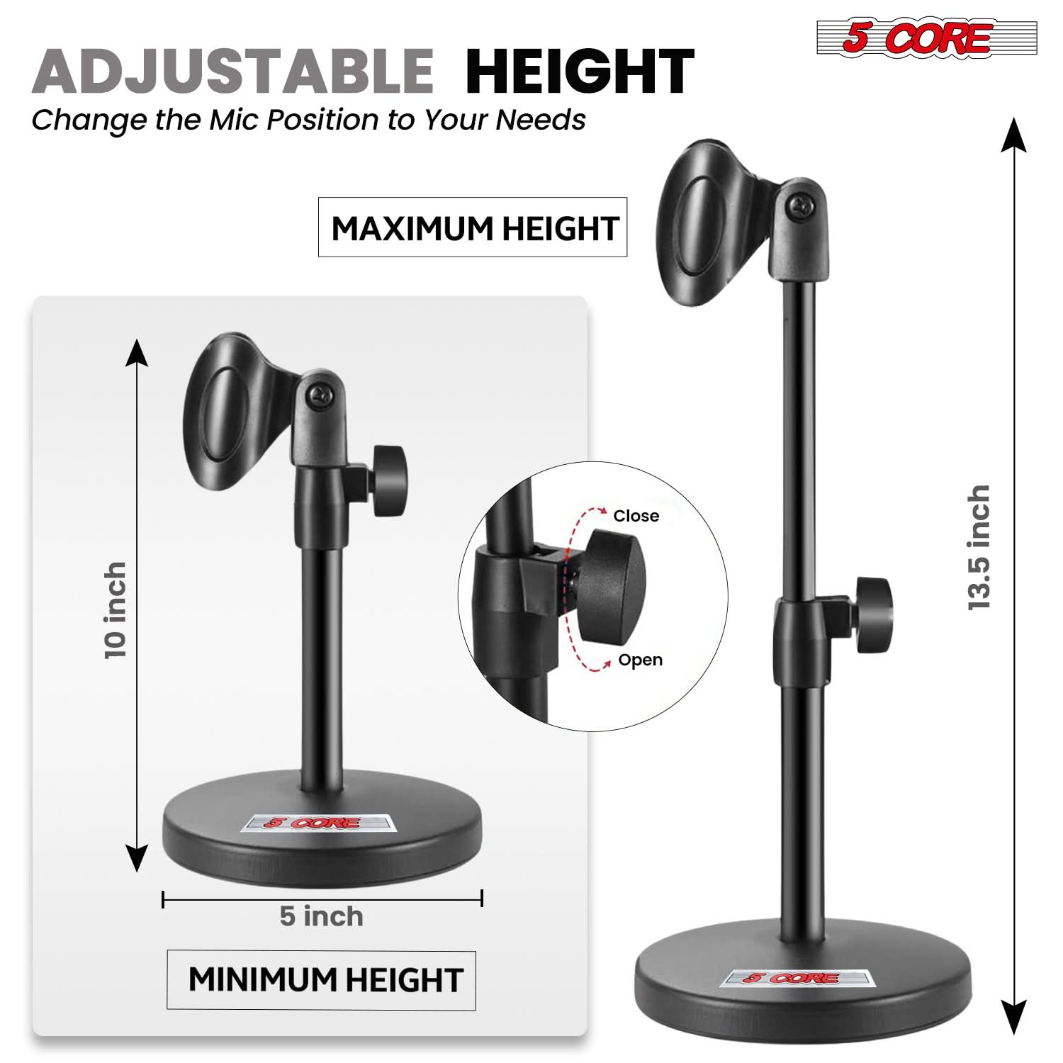 5 Core Mic Stand 3 in 1 Desktop Microphone Stands Adjustable Table Microfono Holder w Phone Clamp-1