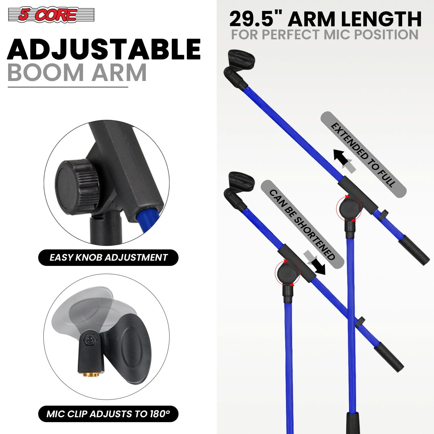 5Core Tripod Mic Stand 2Pcs Adjustable Holder Floor Microphone Boom Arm-2