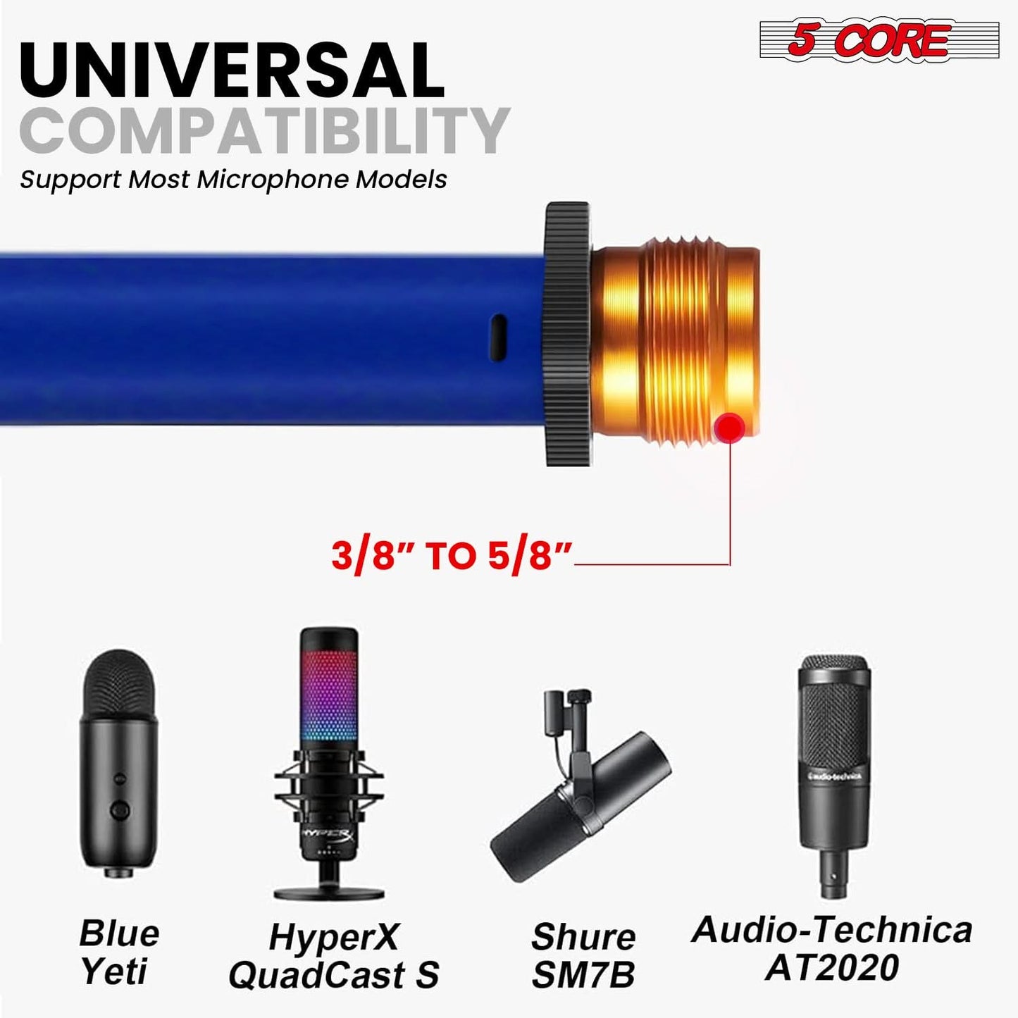 5Core Tripod Mic Stand 2Pcs Adjustable Holder Floor Microphone Boom Arm-3