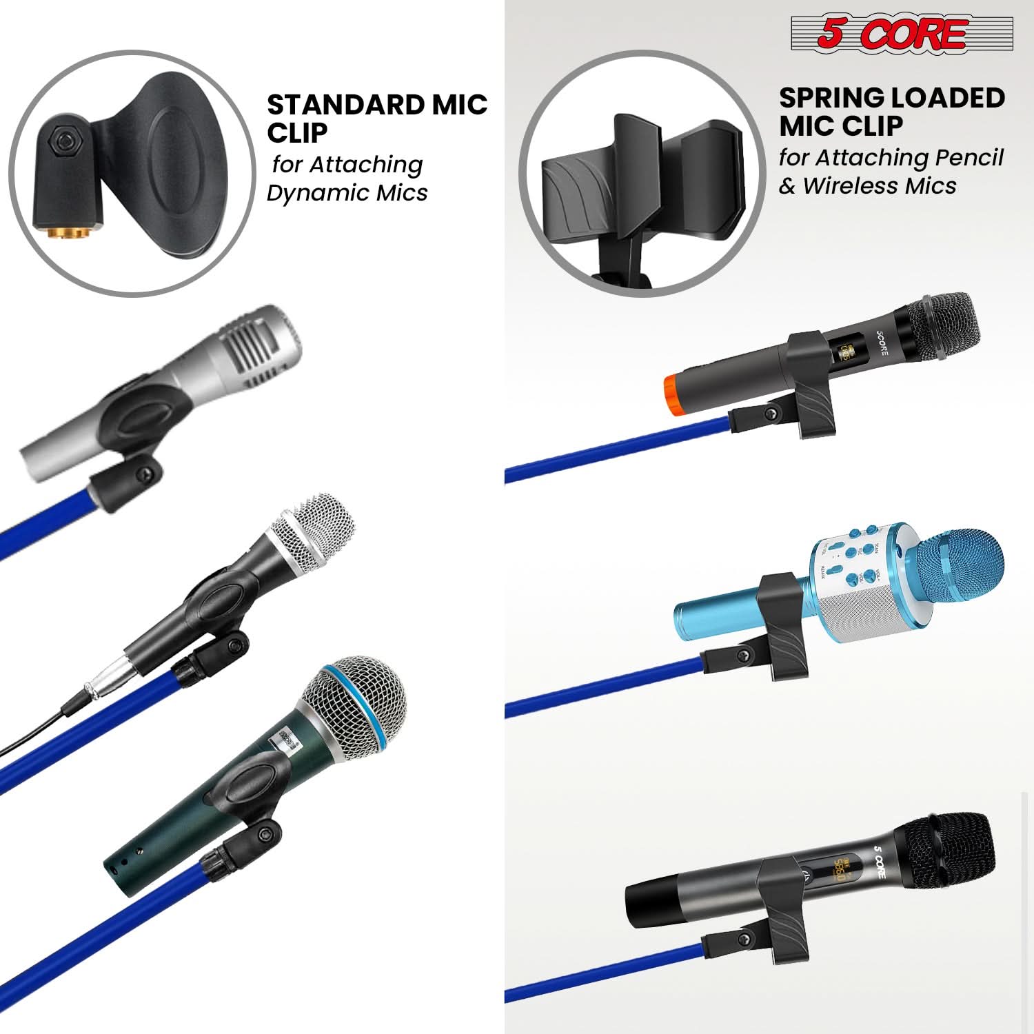 5Core Tripod Mic Stand 2Pcs Adjustable Holder Floor Microphone Boom Arm-4