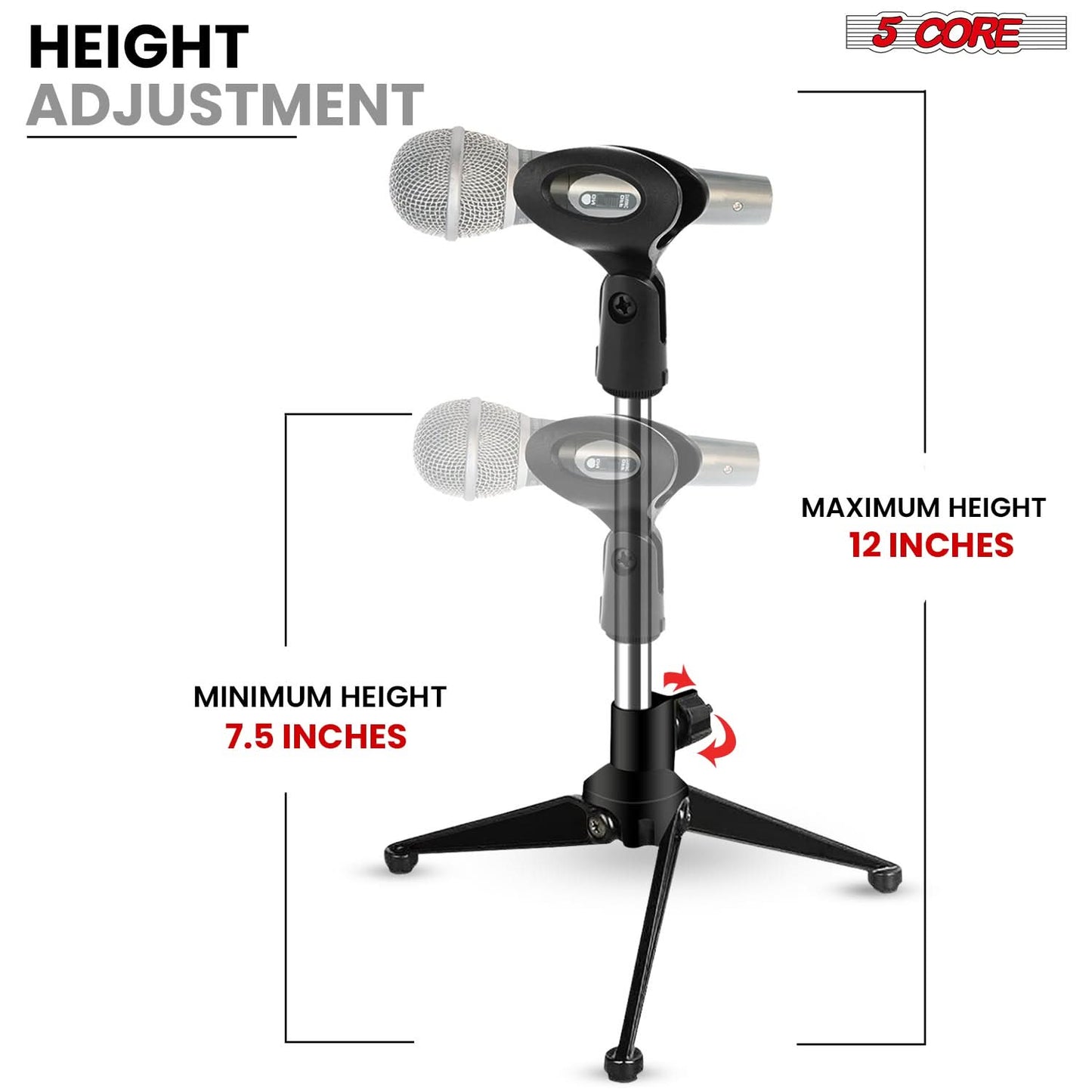 5Core Desktop Mic Stand Tripod Universal Desk Microphone Holder Table Top Stands-1
