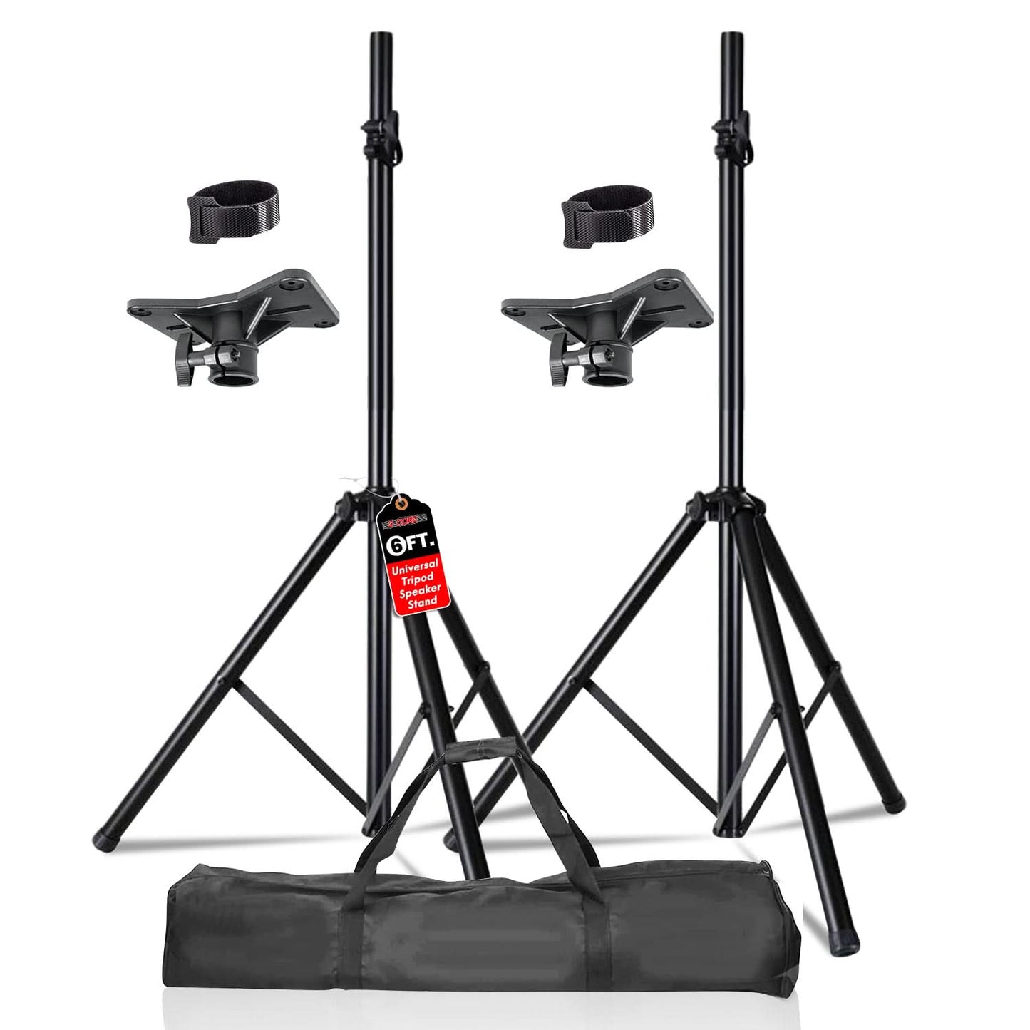 5Core Speaker Stand Tripod Tall Adjustable 72 Inch DJ Pole Mount Studio Monitor Stands BLACK 2 PK-0